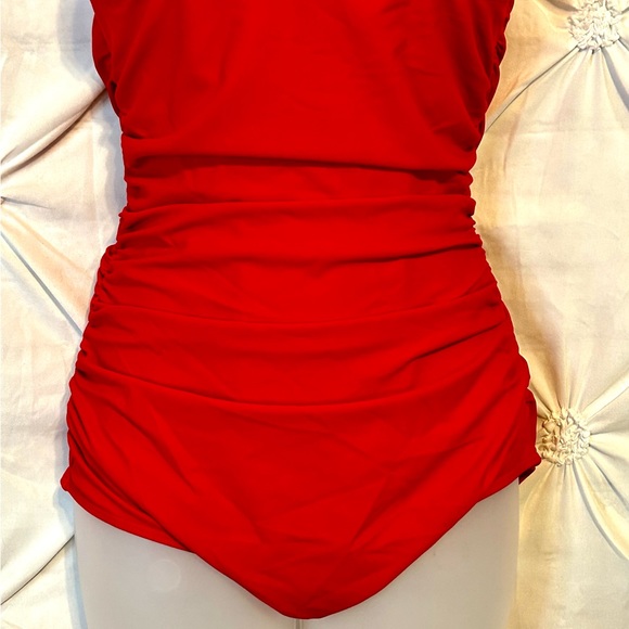 NWT Womens Red One Piece Halter Style Swimsuit- Medium - Picture 3 of 8